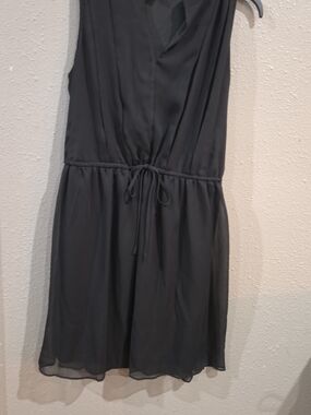 Nine West Black Sleeveless Drawstring Mini Dress